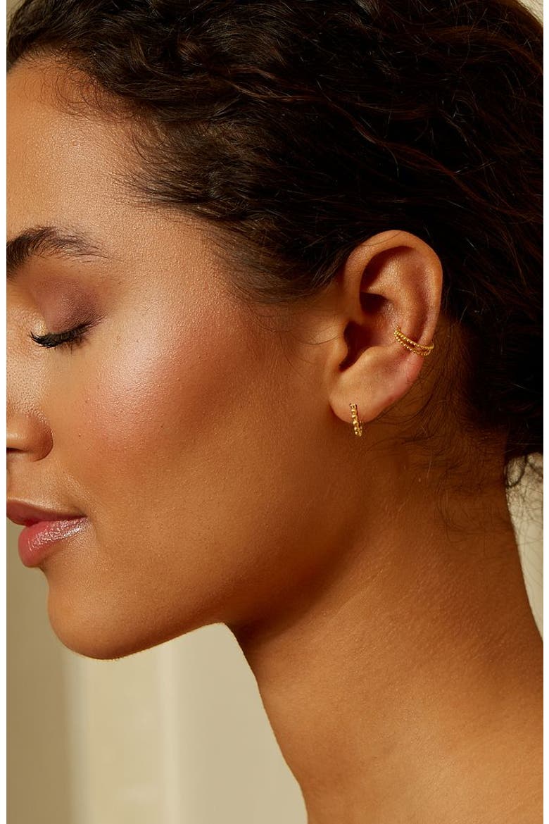 Simple Treasure Dot Hoop Gold Earrings, Alternate, color, Gold