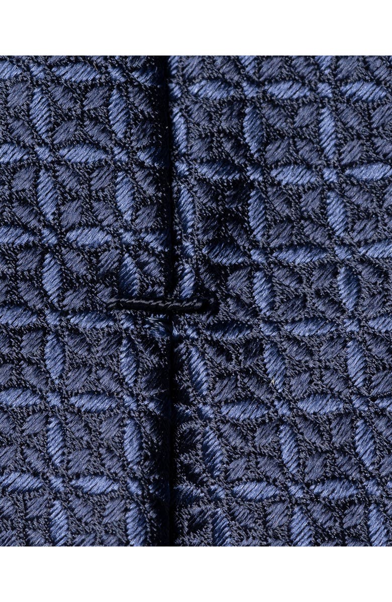 Eton Solid Geometric Jacquard Silk Tie, Alternate, color, Dark Blue