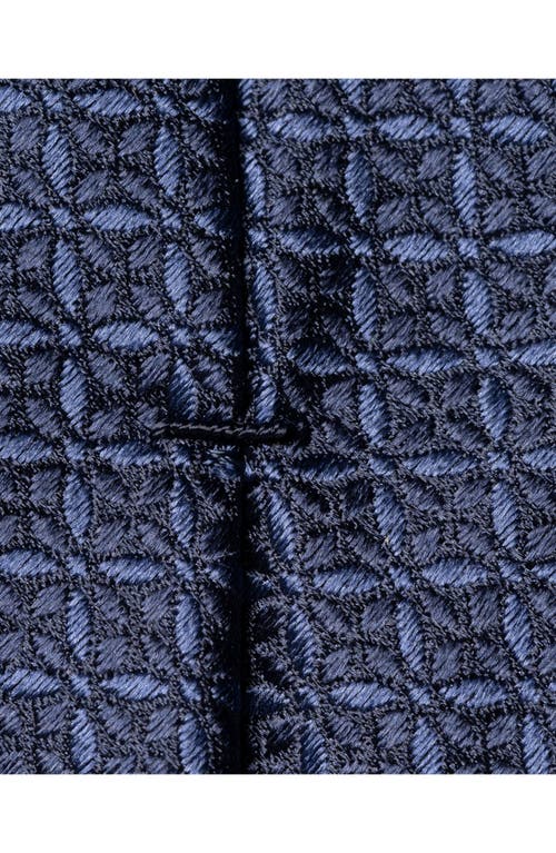 Eton Solid Geometric Jacquard Silk Tie In Dark Blue