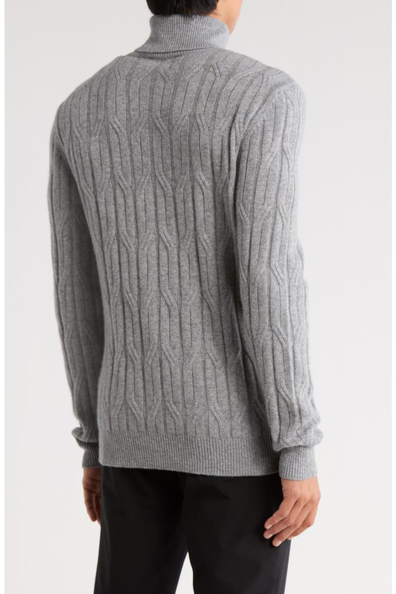 Cable Knit Turtleneck Sweater, Alternate, color, PLATINUM