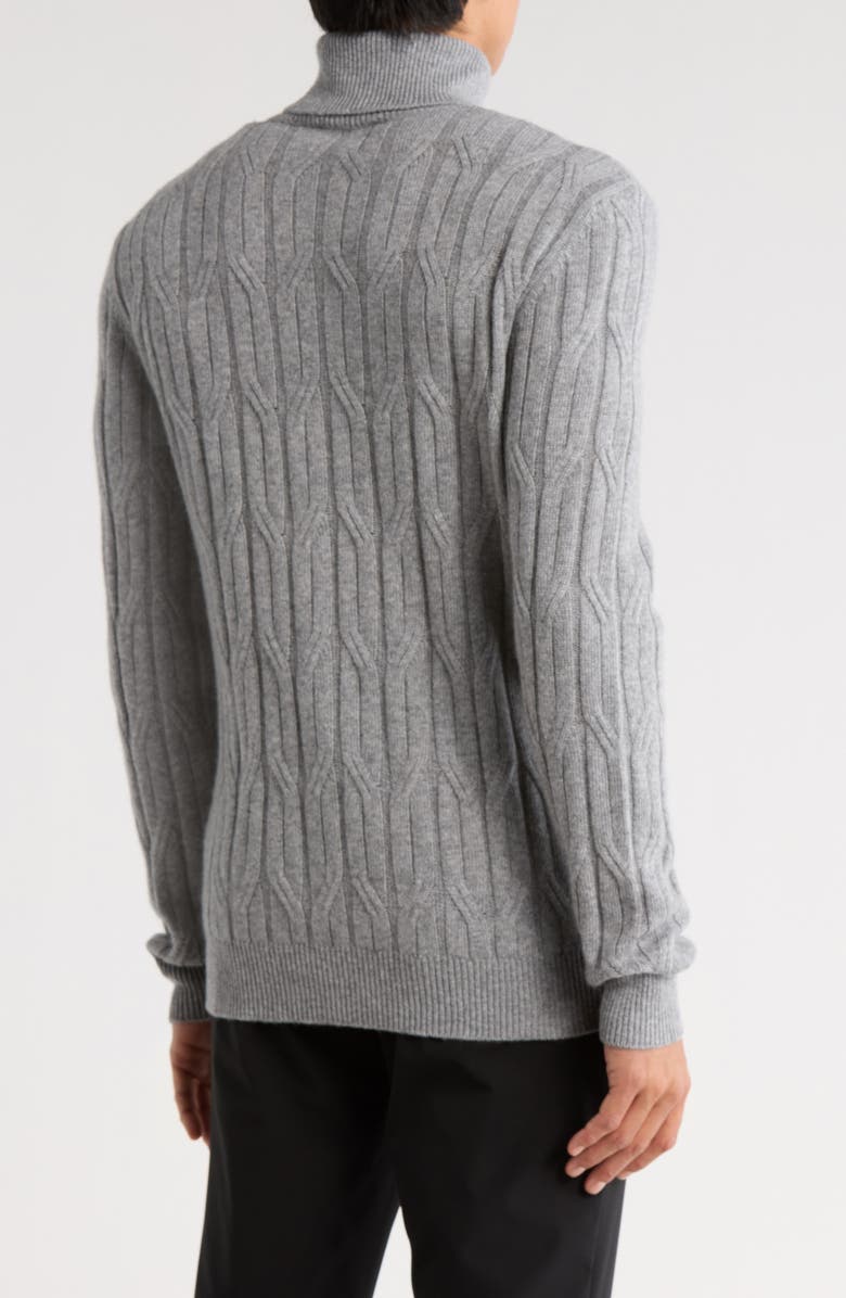 Bugatchi Cable Knit Turtleneck Sweater, Alternate, color, Platinum