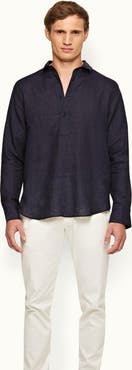 Orlebar Brown Percy Linen Classic Collar Overhead Linen Shirt