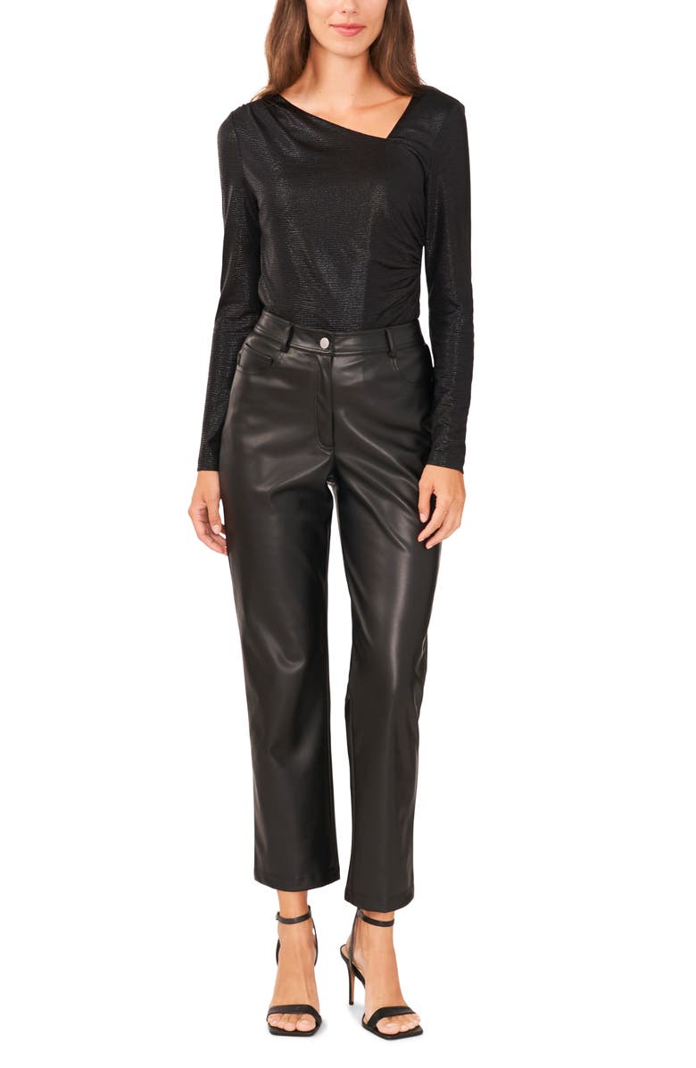 Halogen<sup>®</sup> Metallic Long Sleeve Draped Knit Top, Alternate, color,