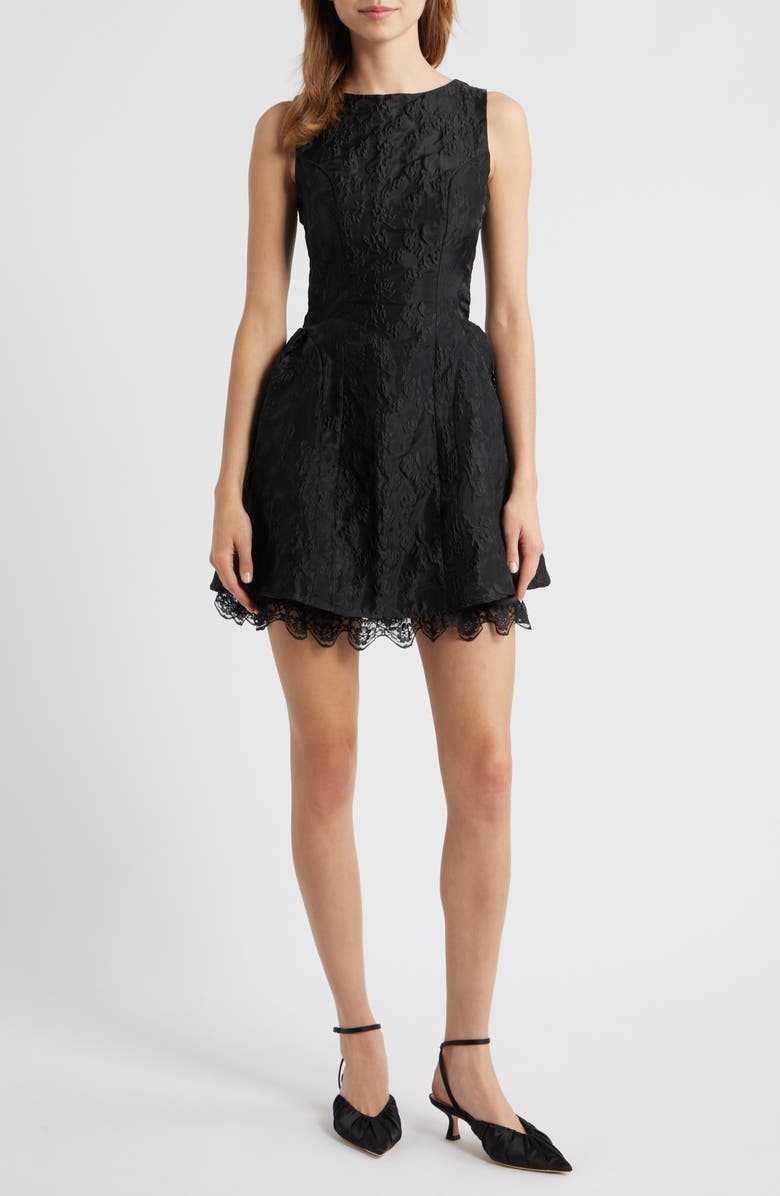 Sister Jane Screenplay Floral Jacquard Cocktail Dress, Main, color, Black