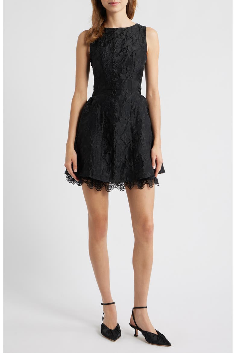 jacquard cocktail dress A-Line/Princess Scoop Dresses Tea-Length Sleeveless Floral Jacquard Slit Midi Cocktail