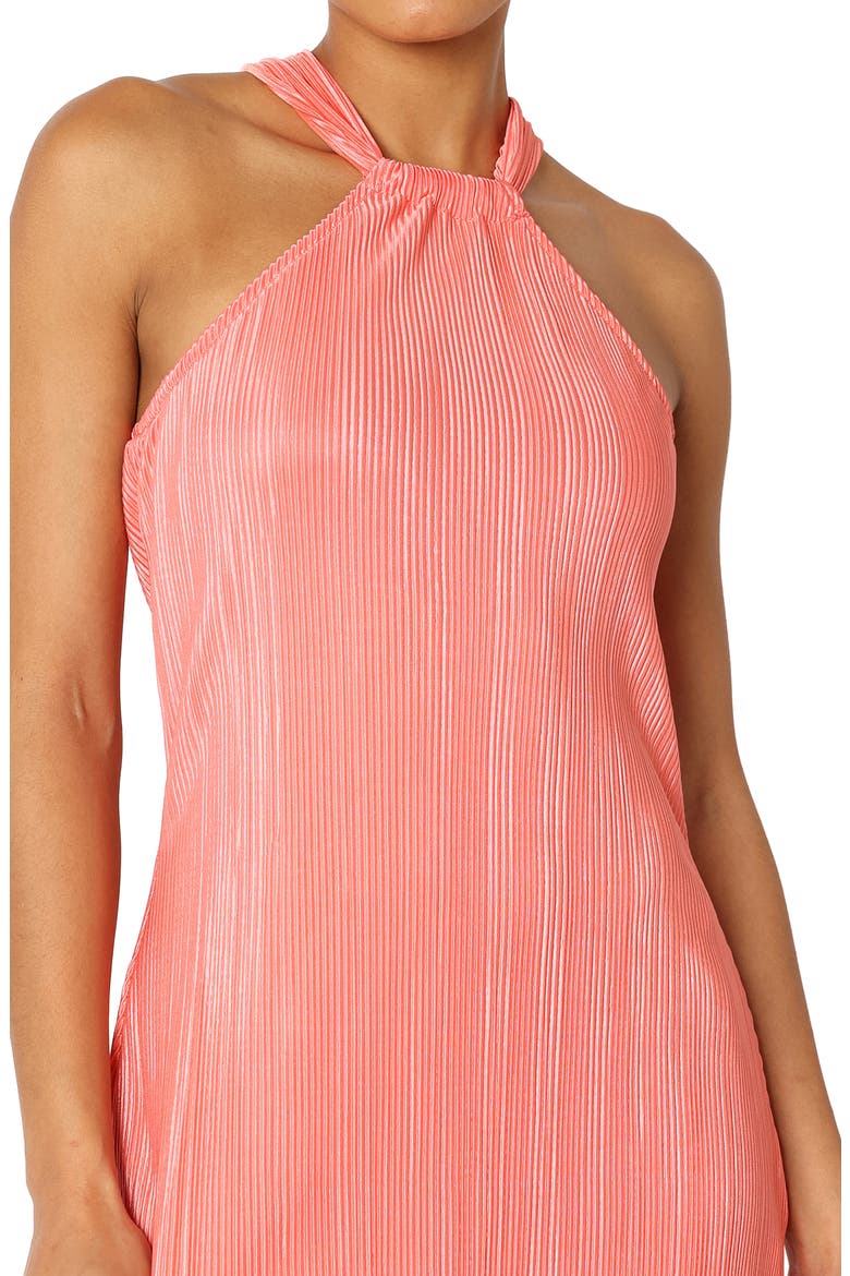 Melody Halter Neck Plissé Minidress, Alternate, color, CORAL