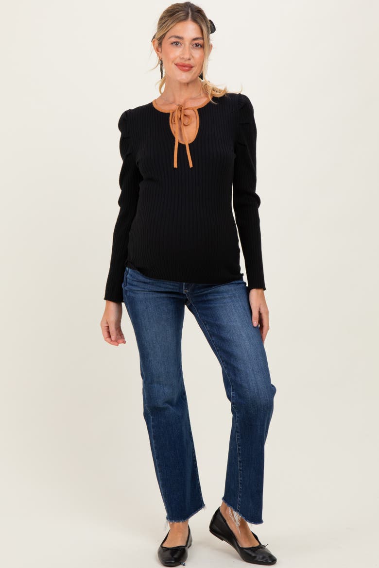 High Rise Crop Straight Raw Cut Hem Maternity Jeans, Alternate, color, Navy Blue