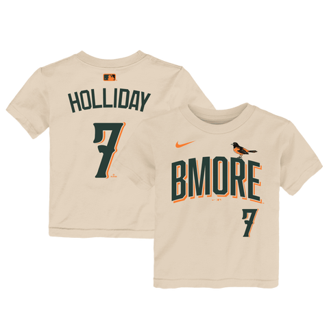Toddler Nike Jackson Holliday Cream Baltimore Orioles 2026 City Connect Name & Number T-Shirt