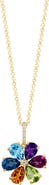 EFFY Diamond & Semiprecious Stone Flower Pendant Necklace