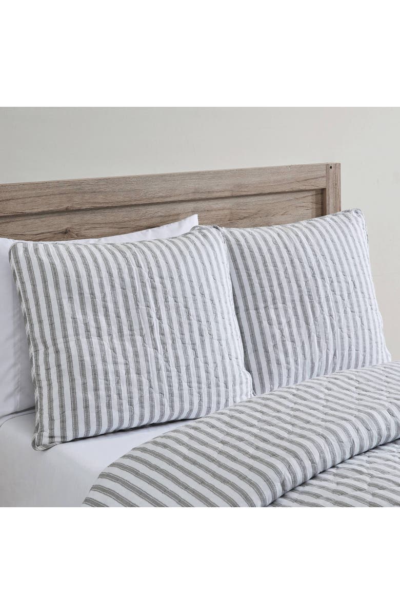 STONE COTTAGE Willow Way Ticking Stripe Quilt & Sham Set, Alternate, color, Light Pastel Grey