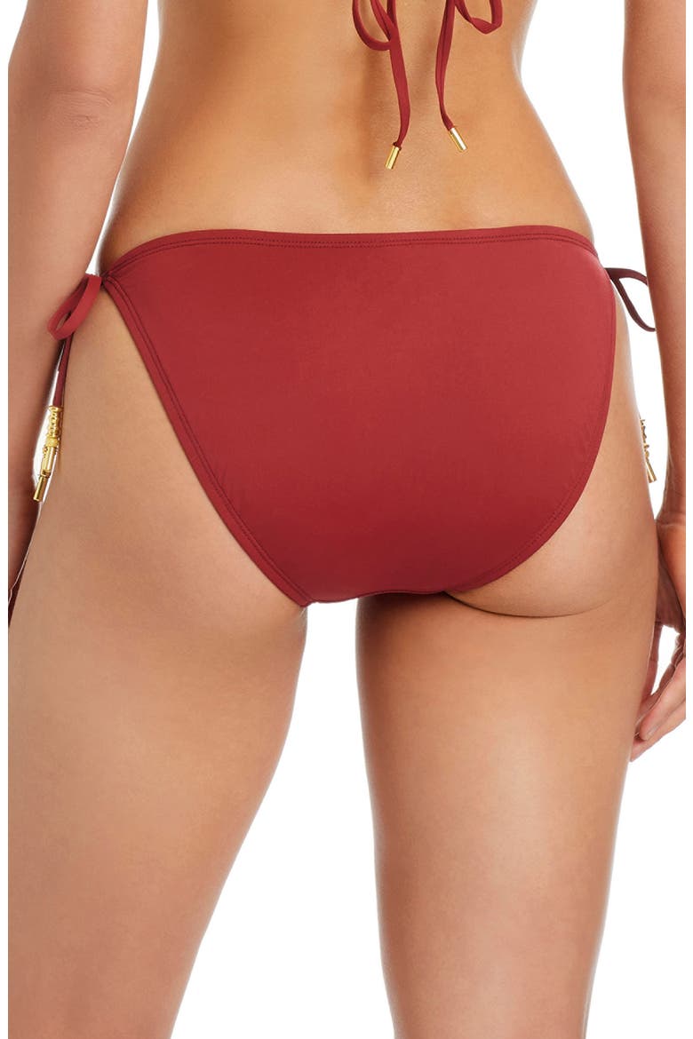 Side Tie Hipster Bikini Bottoms, Alternate, color, BARCELONA RED
