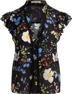 Alice + Olivia Arlette Floral Flutter Sleeve Button-Up Top