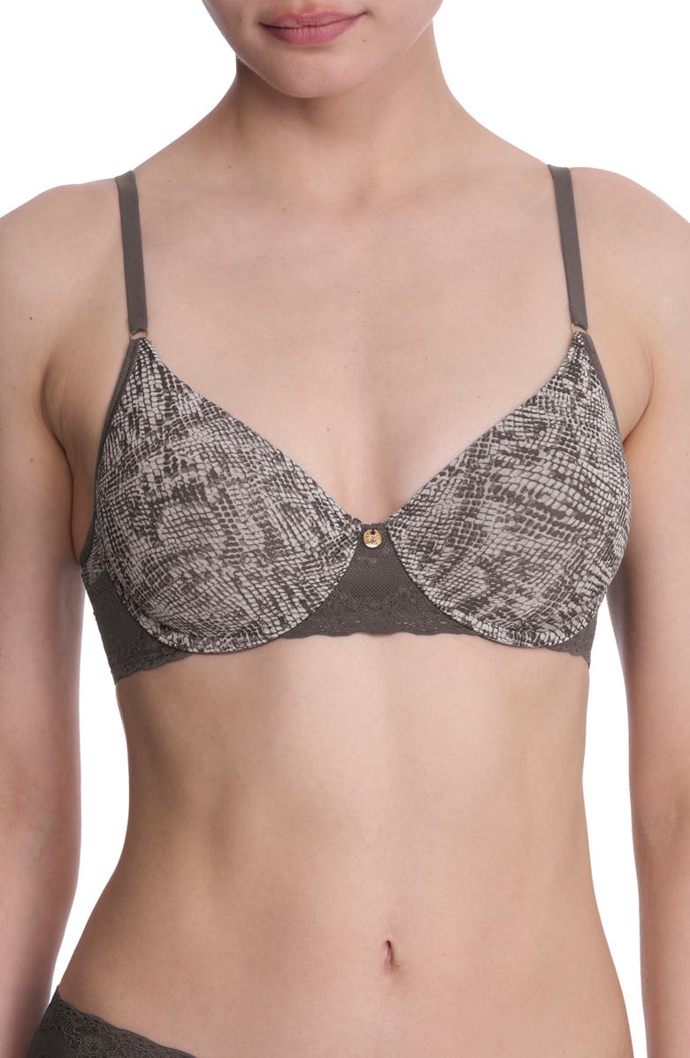 Natori Bliss Perfection Comfort T-Shirt Bra, Main, color, Charcoal Python