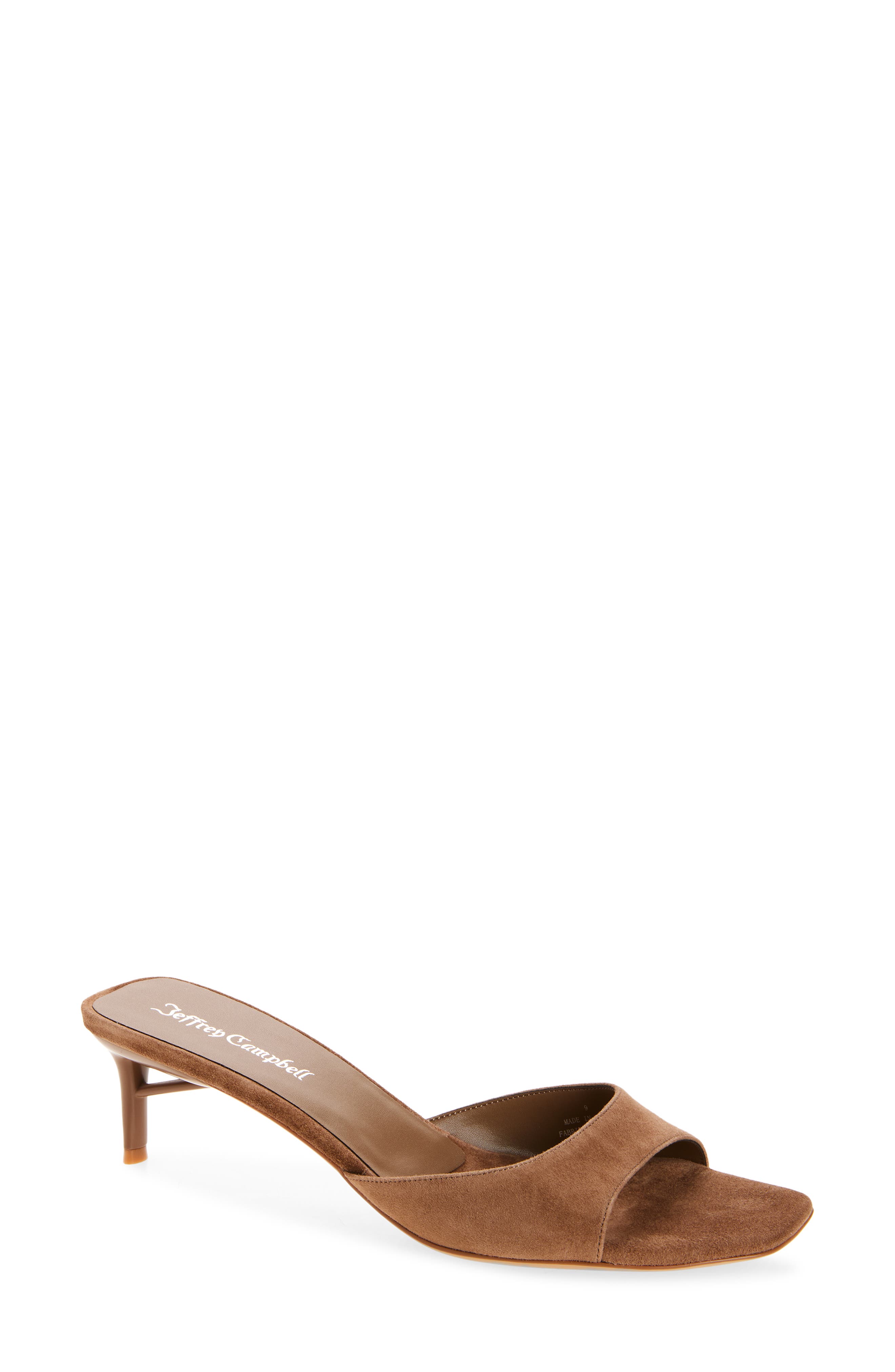 Jeffrey Campbell Cocoa Kitten Heel Slide Sandal, Main, color, Beige Suede