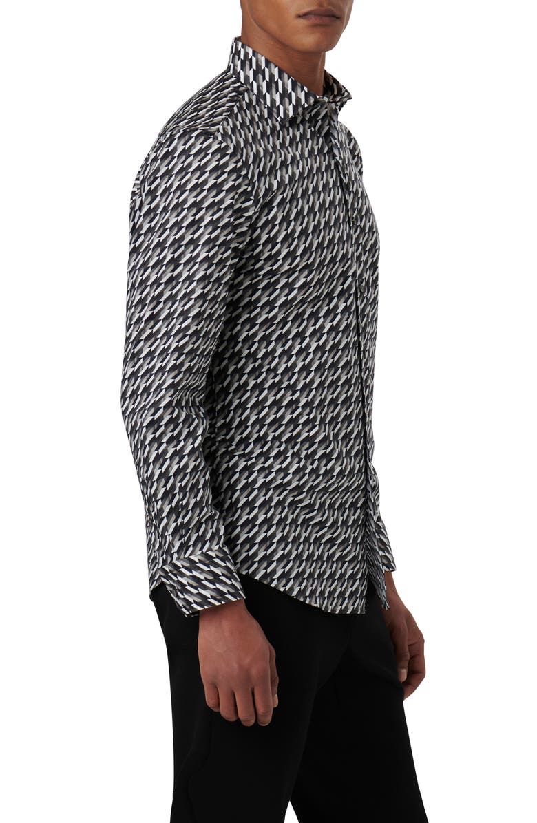 Bugatchi Axel Shaped Fit Geometric Print Stretch Cotton Button-Up Shirt, Alternate, color,
