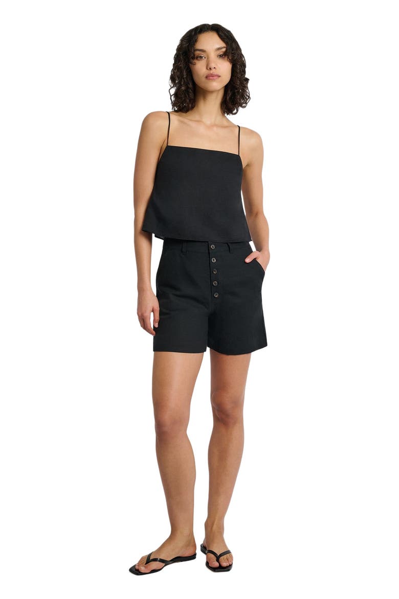Air Linen Boyfriend Short, Main, color, BLACK