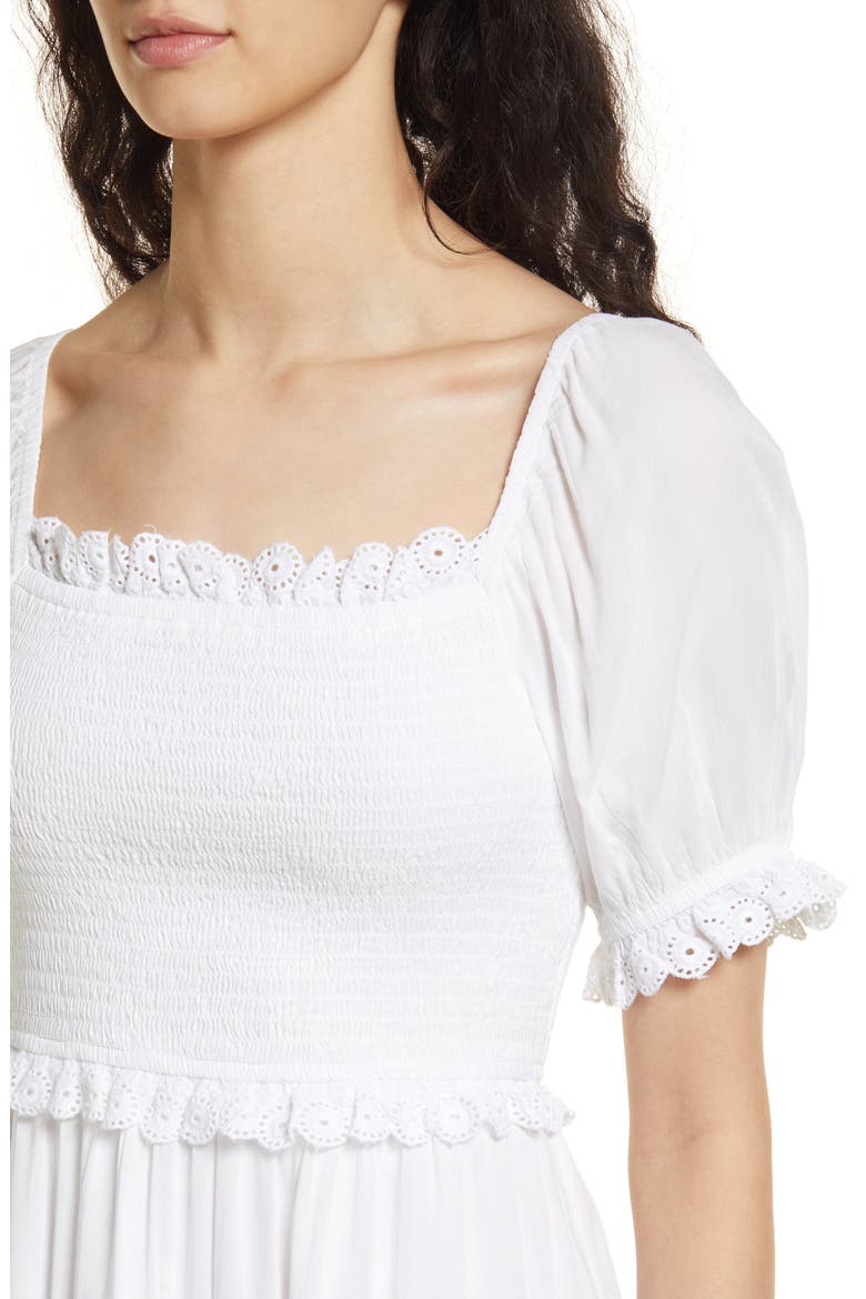 Smocked Modal Minidress, Alternate, color, WHITE