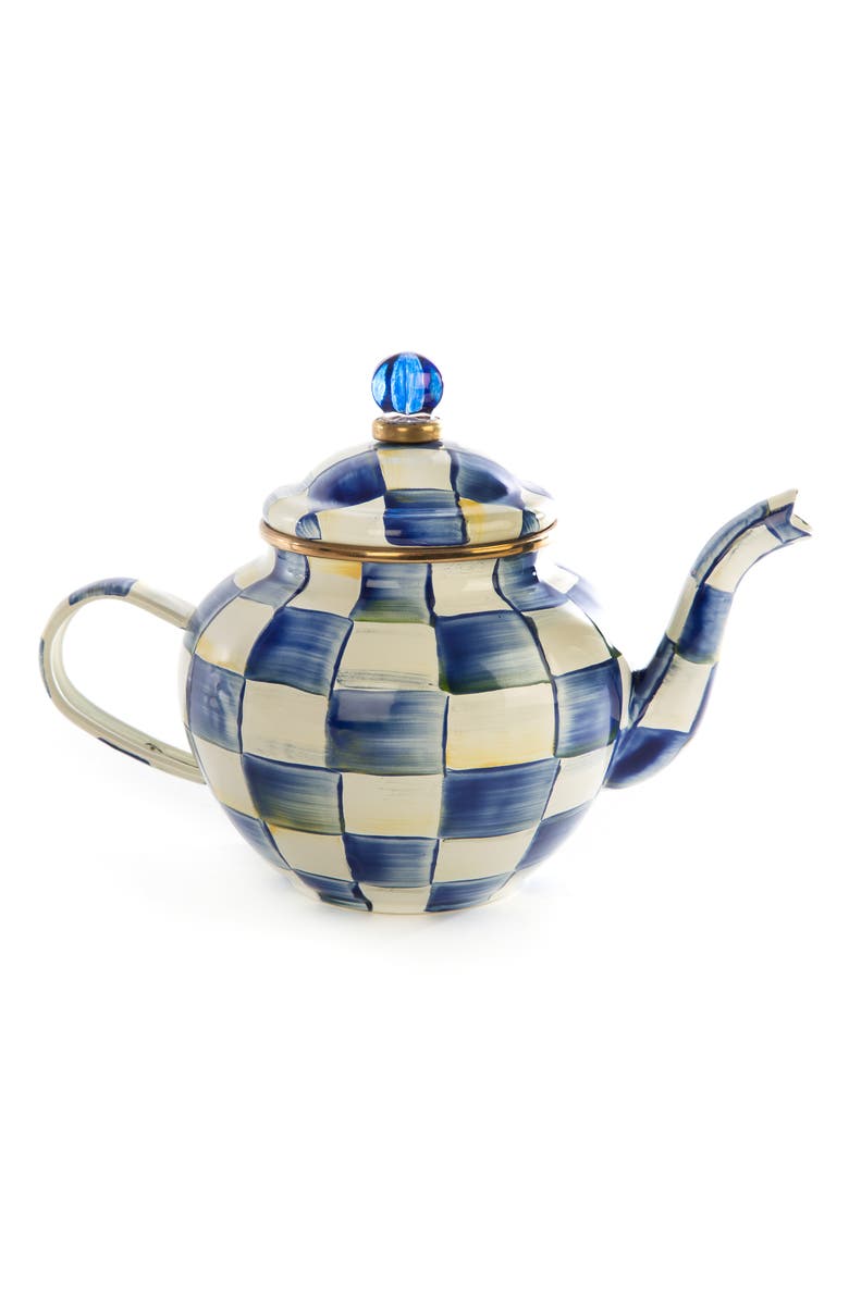 MACKENZIE CHILDS Royal Check Enameled Steel Teapot, Main, color, 