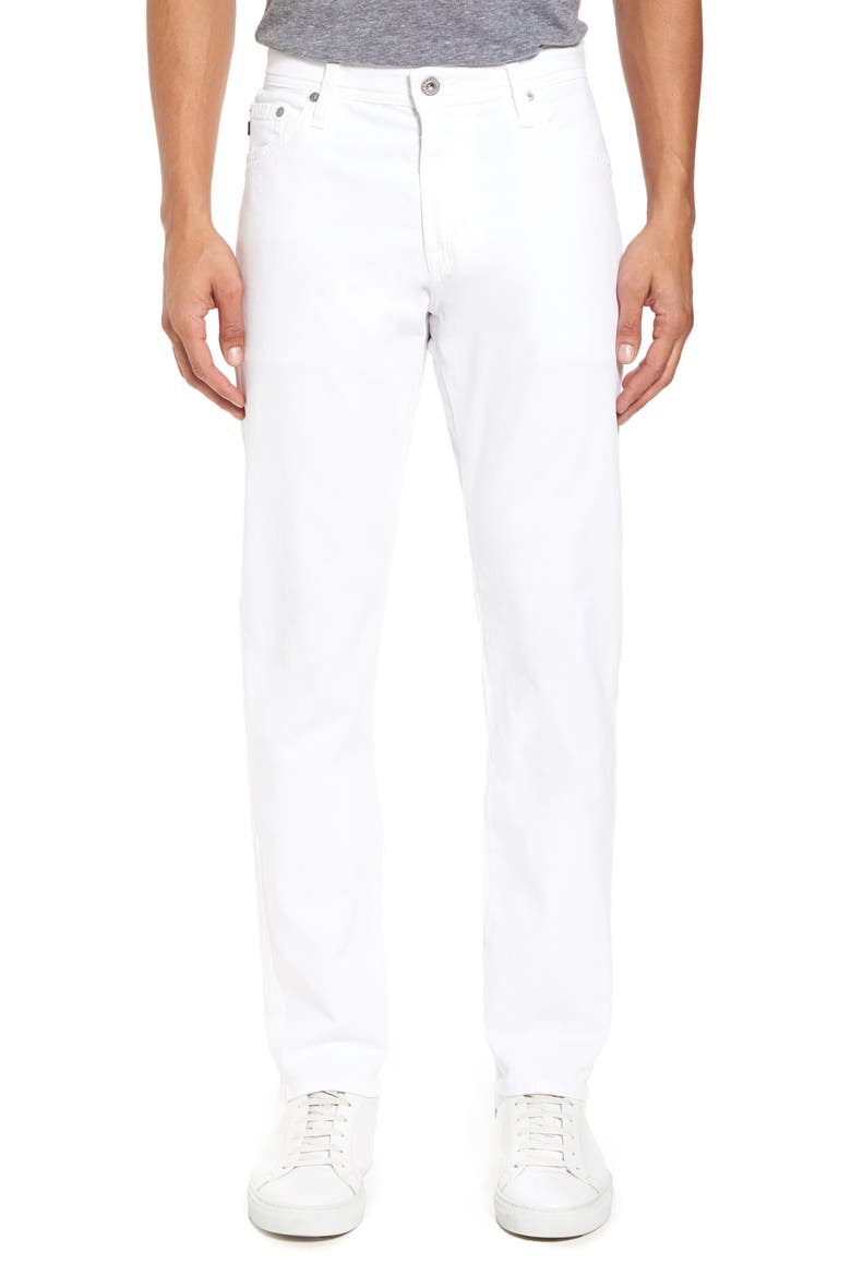 Everett Stretch Sateen Slim Straight Pants, Main, color, WHITE