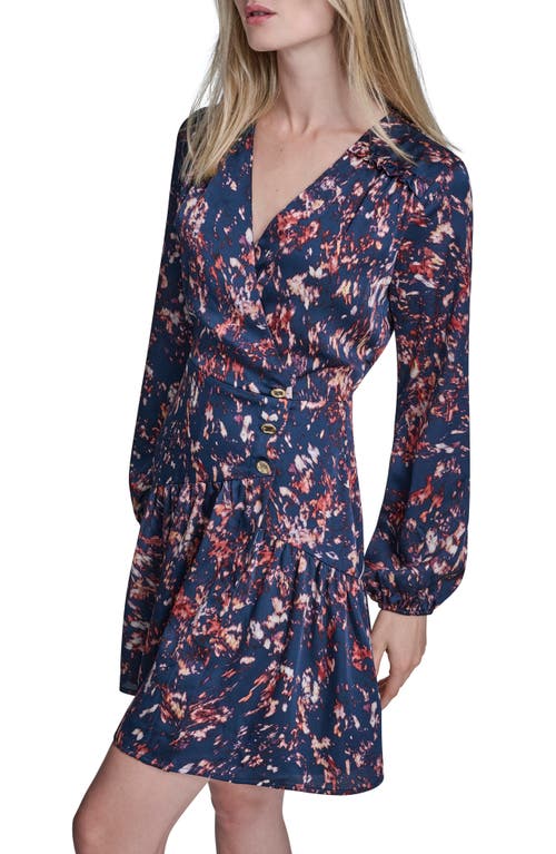 Bcbg Print Ruffle Long Sleeve Minidress In Yellow