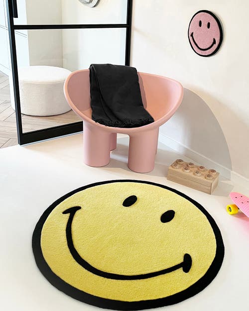 Maison Deux Smiley Rug In Yellow