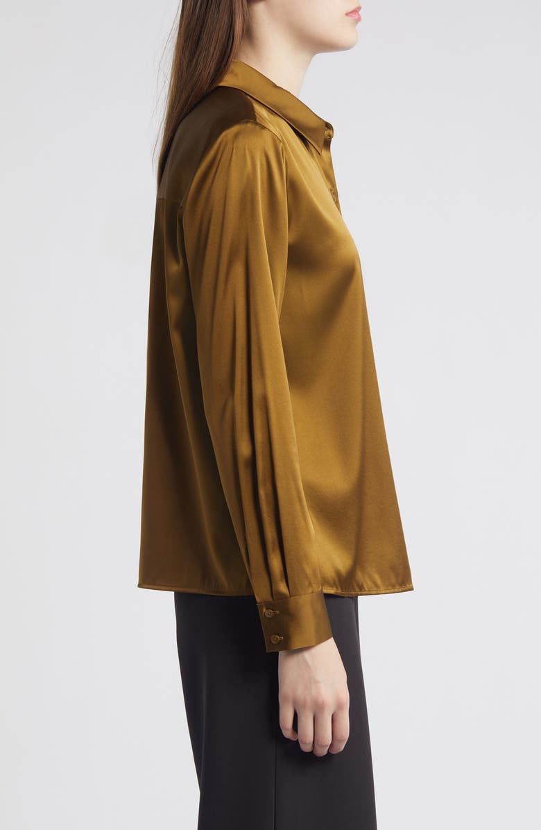 Eileen Fisher Classic Collar Stretch Silk Button-Up Shirt, Alternate, color, Gdfef