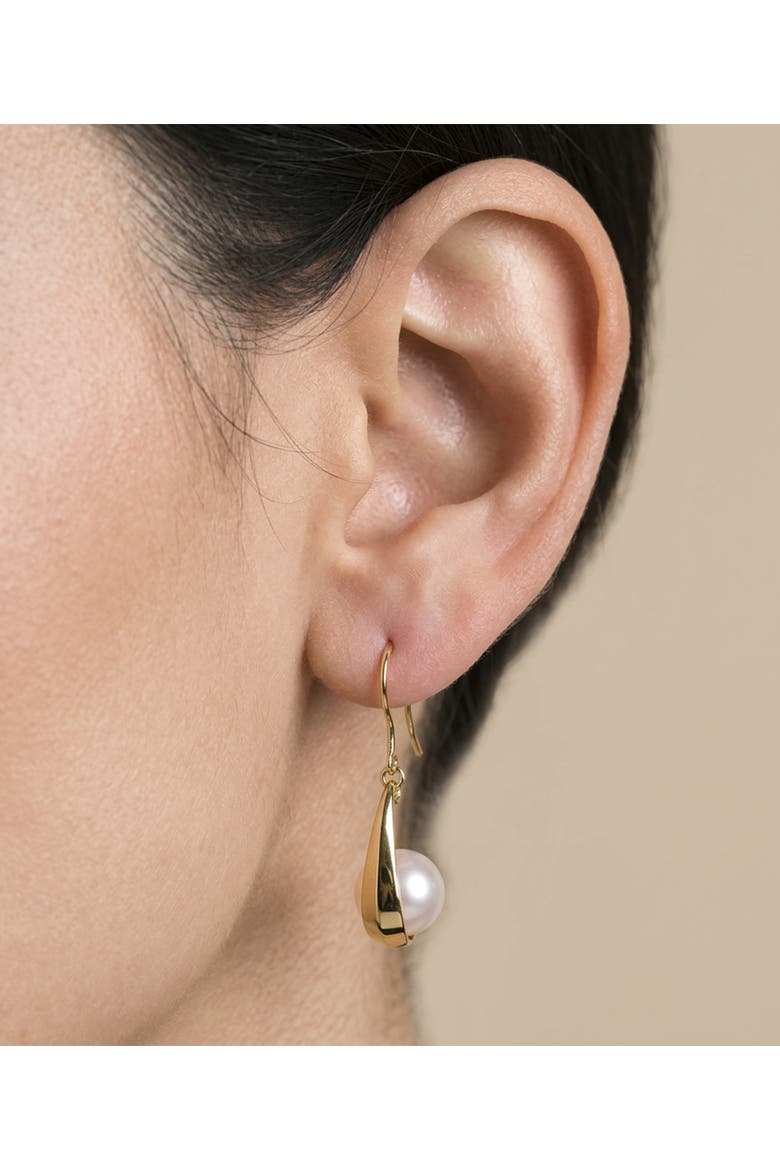14K Gold White South Sea Pearl Regina Earrings, Alternate, color, Yellow Gold