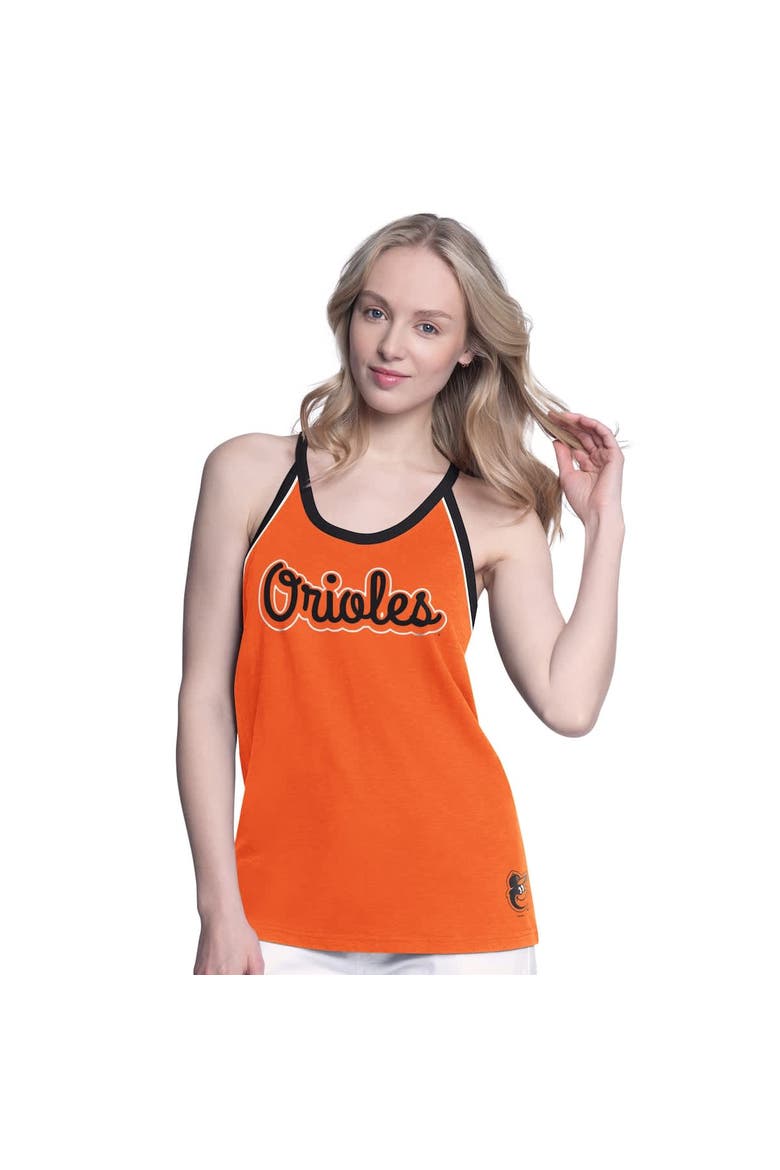 Women's G-III 4Her by Carl Banks Orange Baltimore Orioles Curveball Racerback Tank Top, Main, color, Orange