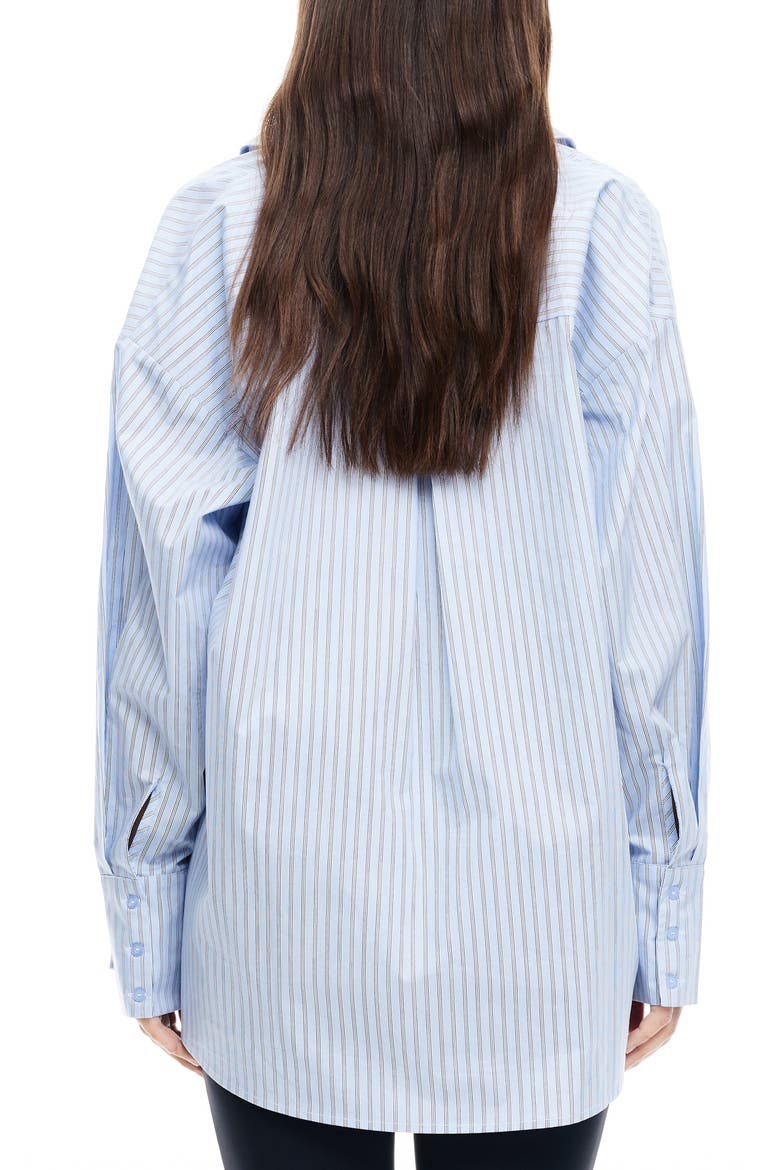 Oversize Stripe Cotton Button-Up Shirt, Alternate, color, BLUE STRIPE