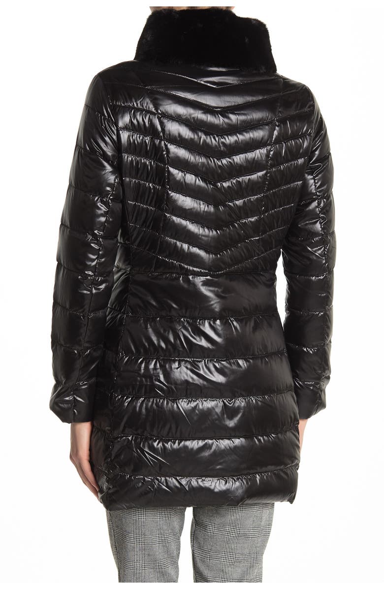 KARL LAGERFELD PARIS Faux Fur Collar Quilted Puffer Jacket, Alternate, color, 