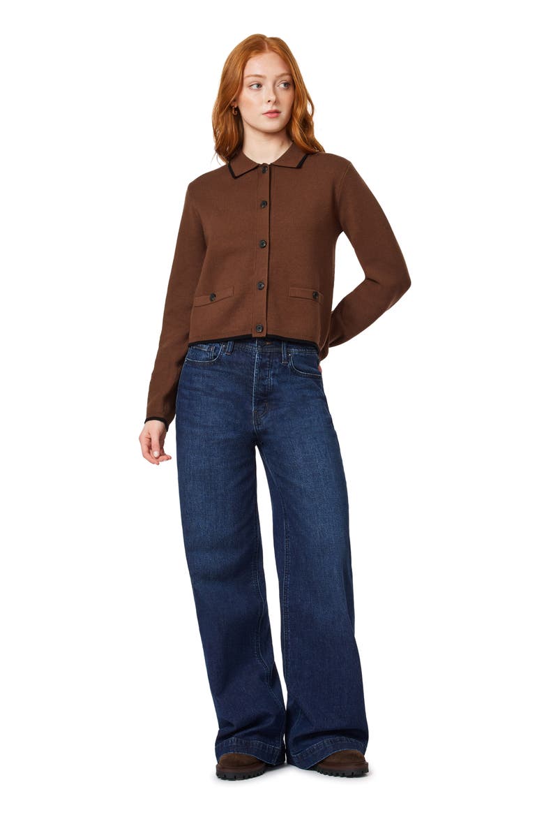 Spread Collar Cardigan, Alternate, color, FONDUE FUDGE/ BLACK NIGHT