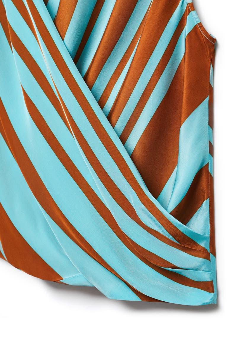 MANGO Stripe Sleeveless Faux Wrap Top, Alternate, color, 