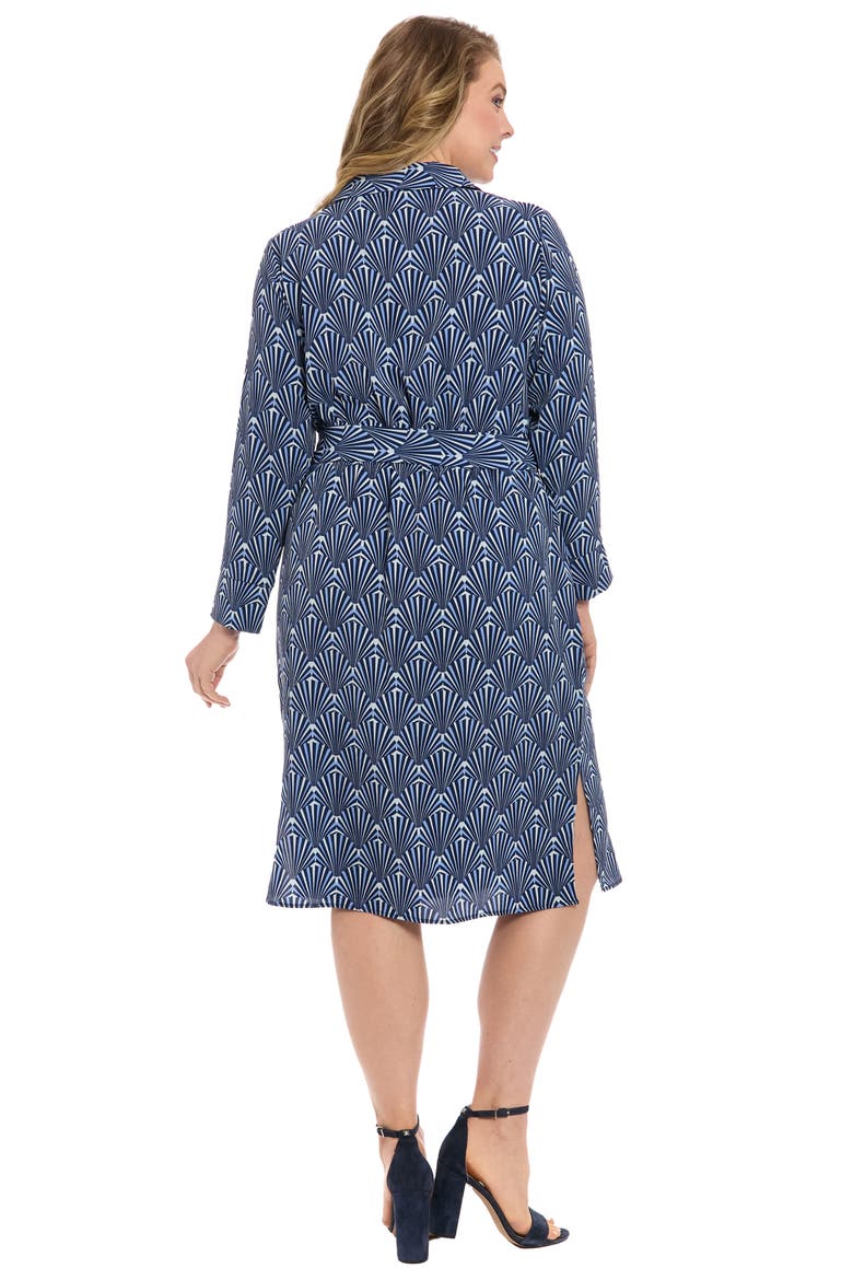 Collar Faux Wrap Midi Dress, Alternate, color, BLUE MULTI