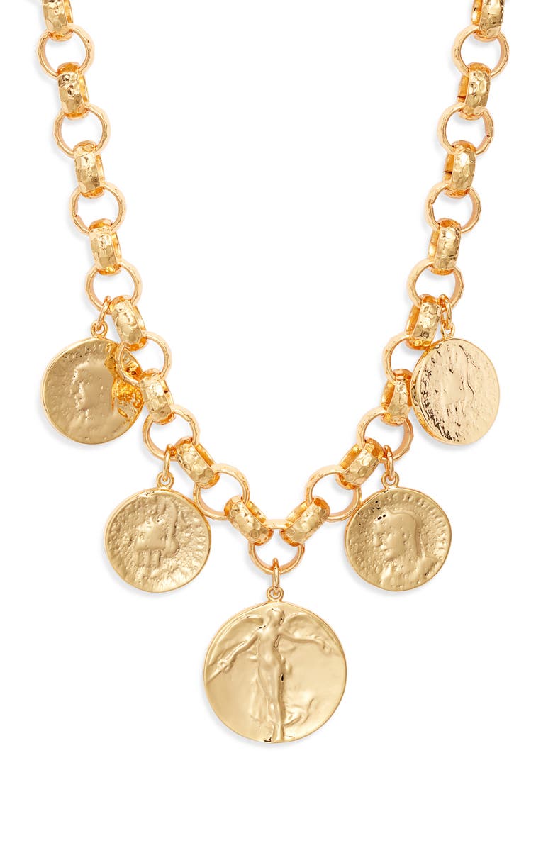 NEST Jewelry Coin Drop Rolo Chain Necklace, Main, color, Gold