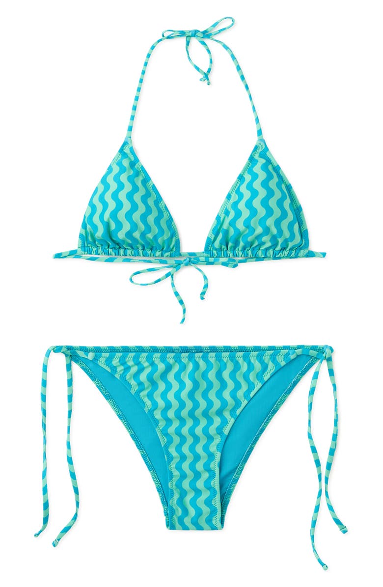 MANGO TEEN Two-Tone Two-Piece Swimsuit, Alternate, color, Turquoise