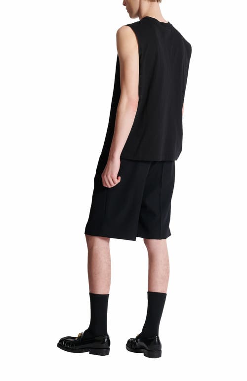Balmain Black Crewneck Sleeveless Top With Logo Lettering Embroidery On The Front In Cotton Man