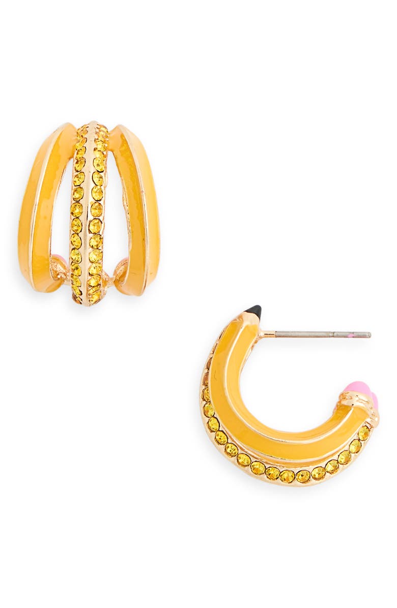 BaubleBar Pencil Hoop Earrings, Main, color, Yellow