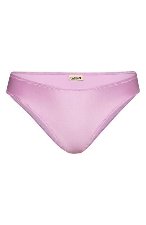 L Agence L'agence Nicole Shimmer Classic Bikini Bottom In Light Violet
