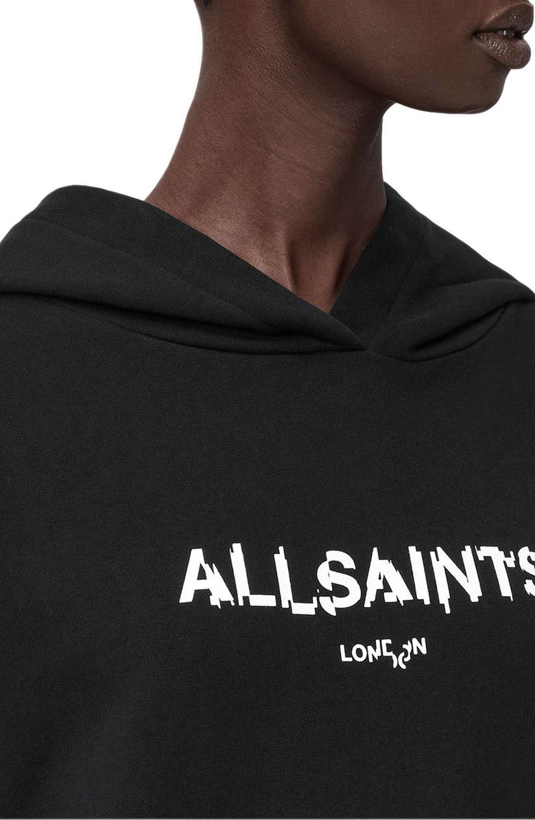 AllSaints Static Etie Logo Hoodie, Alternate, color, Black