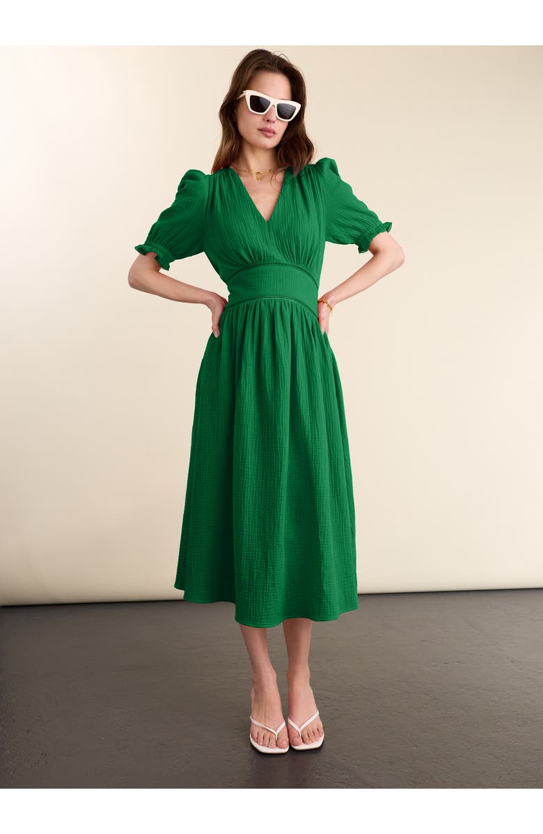 Baukjen Bella Organic Cheesecloth Midi Dress, Alternate, color, Bright Emerald