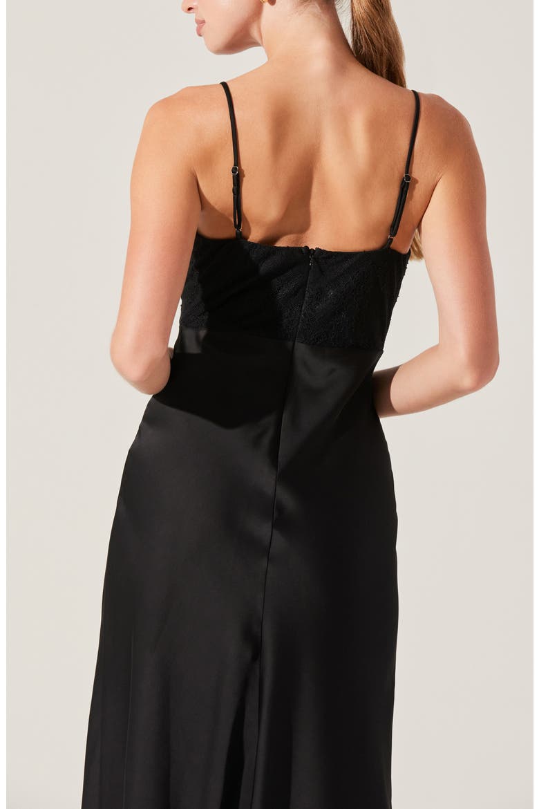 Lace Bustier Sleeveless Midi Dress, Alternate, color, BLACK