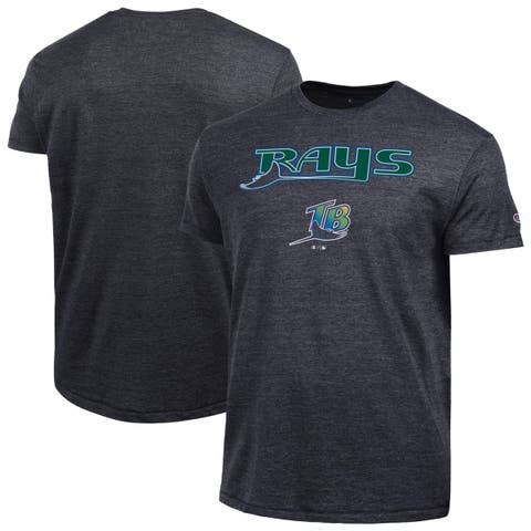 Men's Champion  Black Tampa Bay Rays Cooperstown Wordmark Lockup Tri-Blend T-Shirt