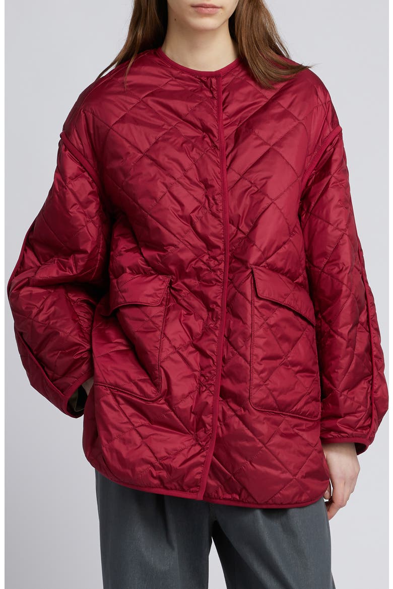 Spiga Quilted Jacket, Main, color, DARK RED