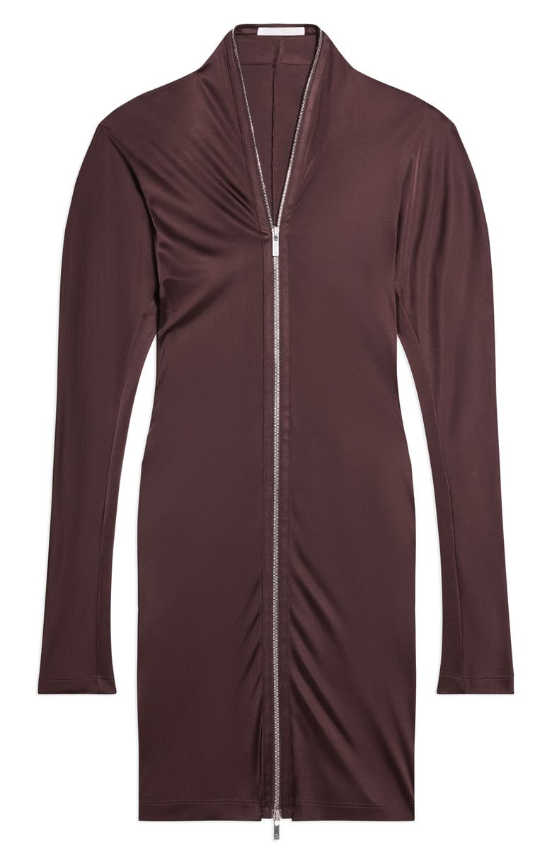 Helmut Lang Z Infinity Liquid Long Sleeve Zip Front Dress, Alternate, color, Espresso - D1p
