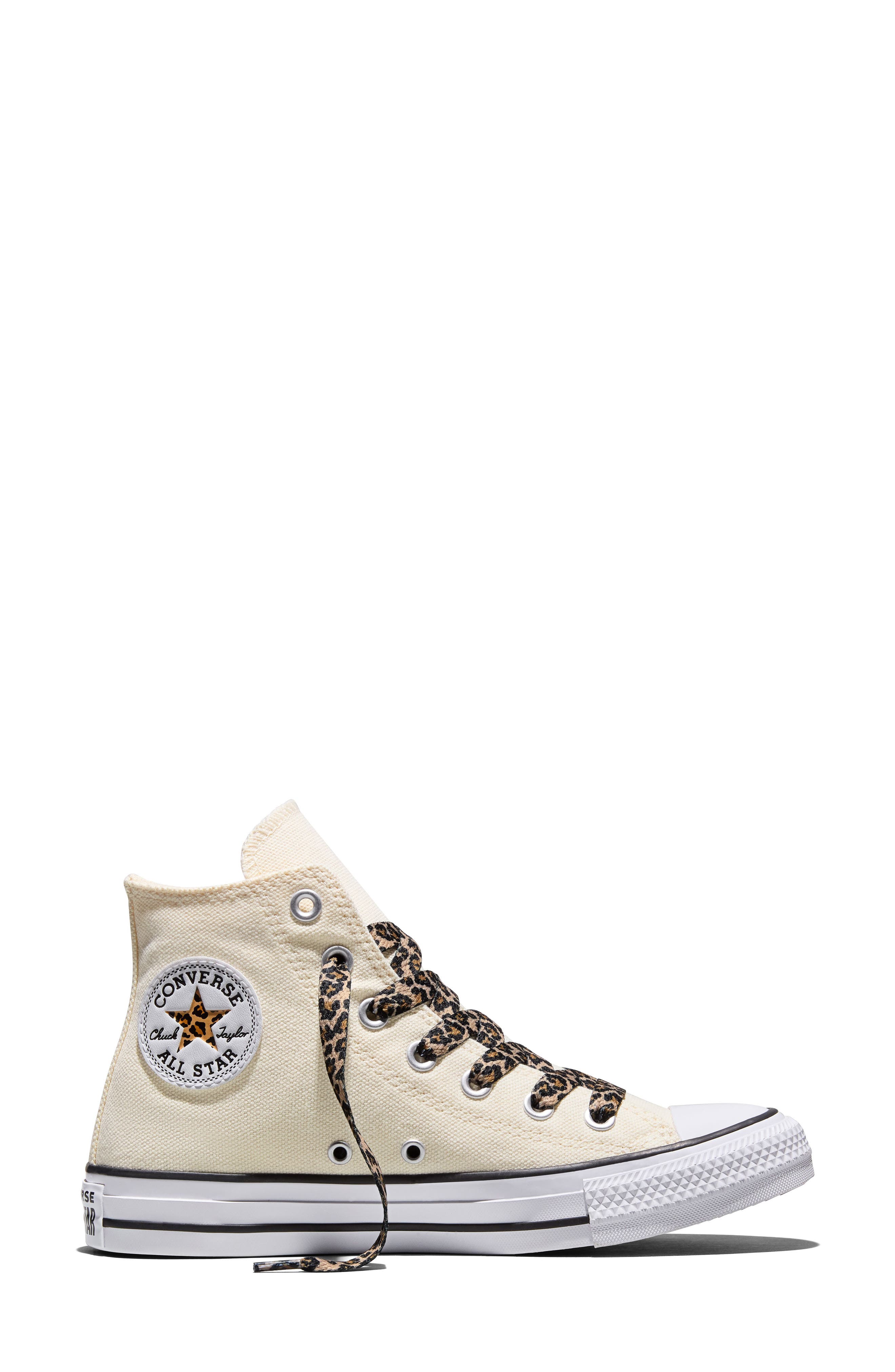 Chuck Taylor All Star Leopard High Top Sneaker, Alternate, color, NATURAL IVORY/ WHITE/ BLACK