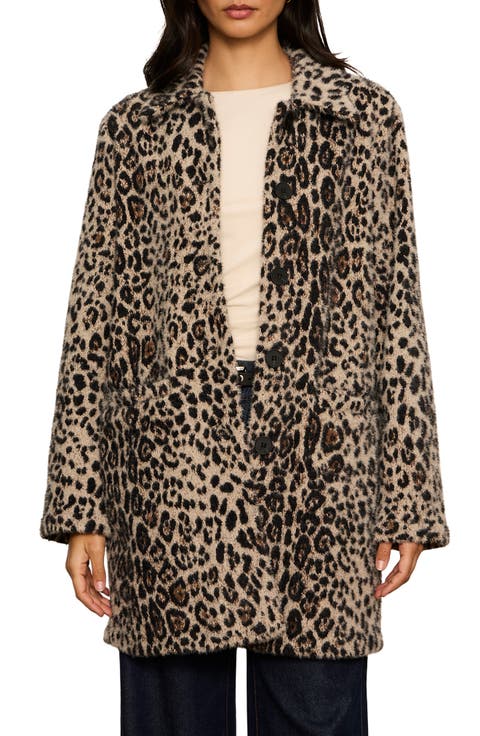 Upside Leopard Print Faux Fur Jacket