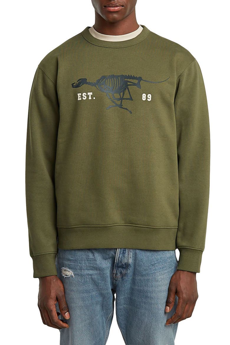 Running Dog Crewneck Sweatshirt, Main, color, SHADOW OLIVE