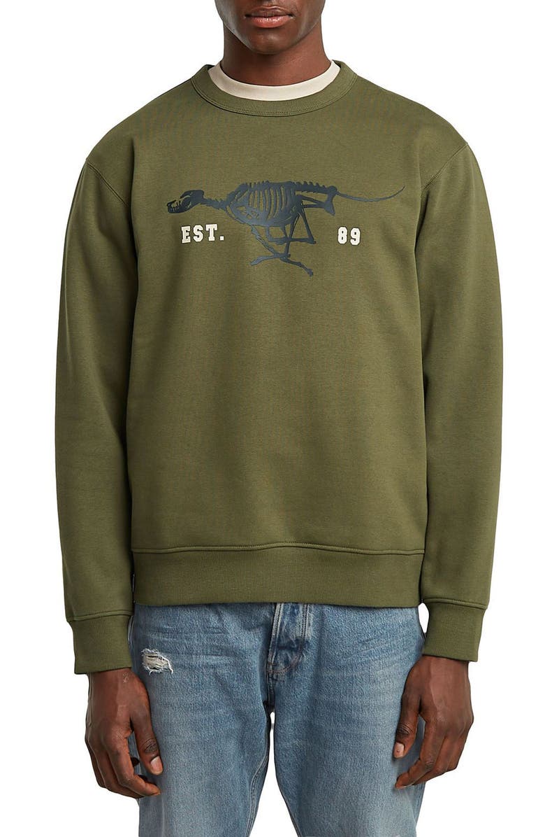 G-STAR Running Dog Crewneck Sweatshirt, Main, color, Shadow Olive