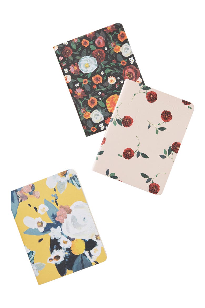 Anthropologie Lena Set of 3 Journals, Alternate, color, BLUE