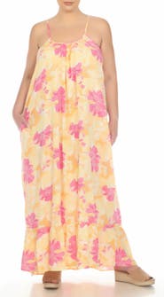 BOHO ME Scoop Neck Spaghetti Strap Floral Print Maxi Dress